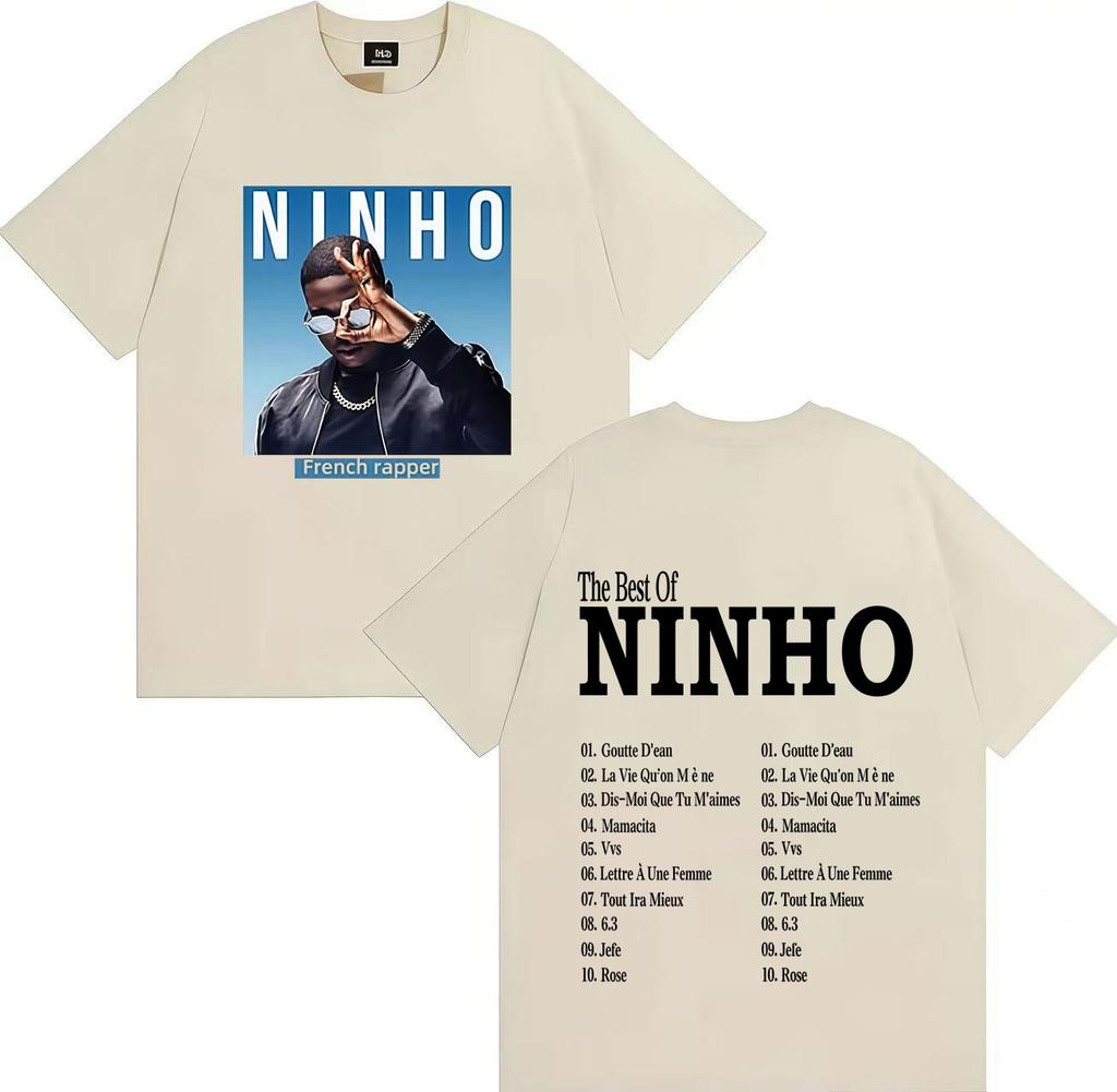 French Pop Rapper Ninho Gothic Graphics High Quality Tshirt Oversized Casual Cotton Tees Mens Women Hip Hop T Shirts Streetwear