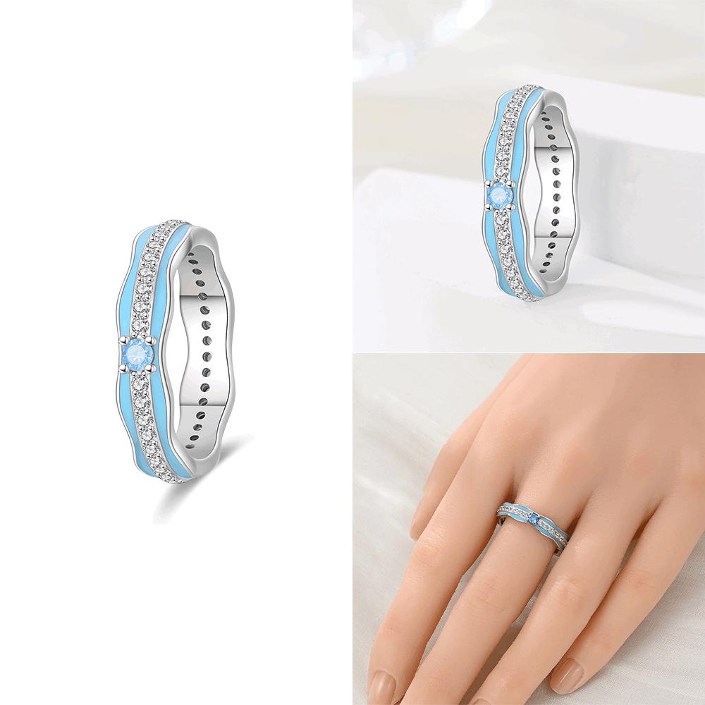 Original Copper Blue Zircon Simple Ring Exquisite Sea Star Woman'S Rings Jewelry Valentines Fine Wedding Gift Accessory Set