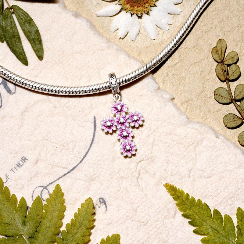 New Copper Romantic Pink Series Perfume Ice Cream Charm Bead Fit Bracelet Necklace Jewelry For Women