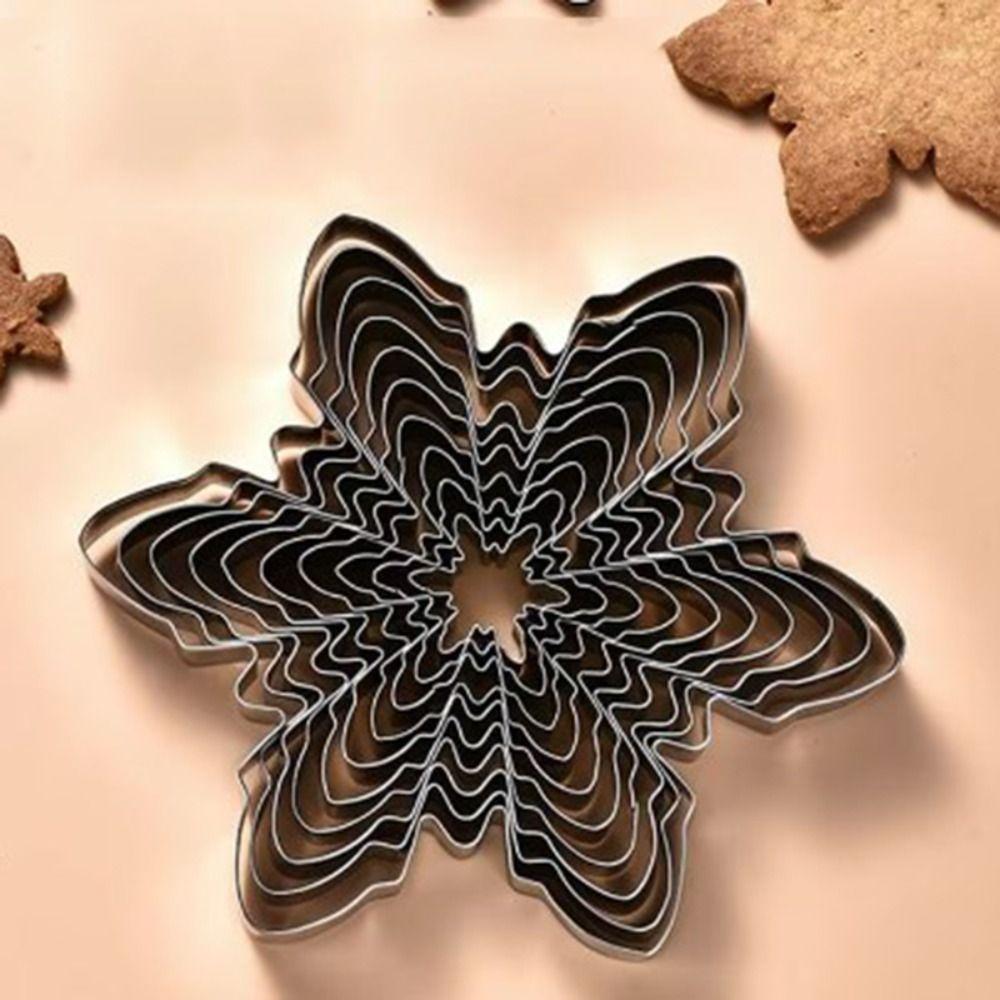 10Pcs/set Multiple Sizes Christmas Snowflake Cookie Cutter Stainless Steel Sandwich Mould  Chocolate