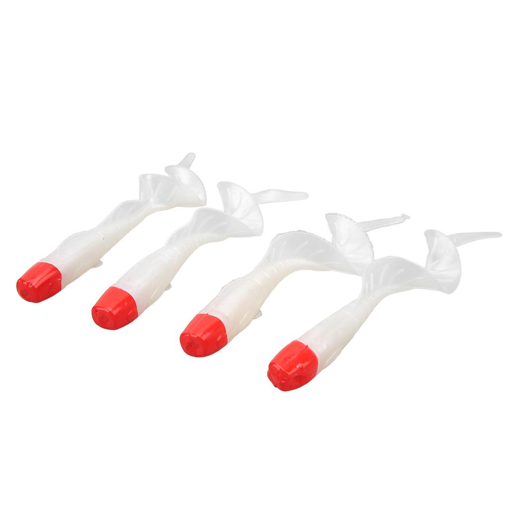 4 Pcs Fishing Lure Simulation Fishing Bait Lifelike PVC for Freshwater Bass Mandarin Fish Red White