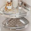 Space Aluminum Bathroom Shelf No Punching Shower Caddy Sheves Kitchen Storage Basket Adhesive Suction Corner Shelves Shower