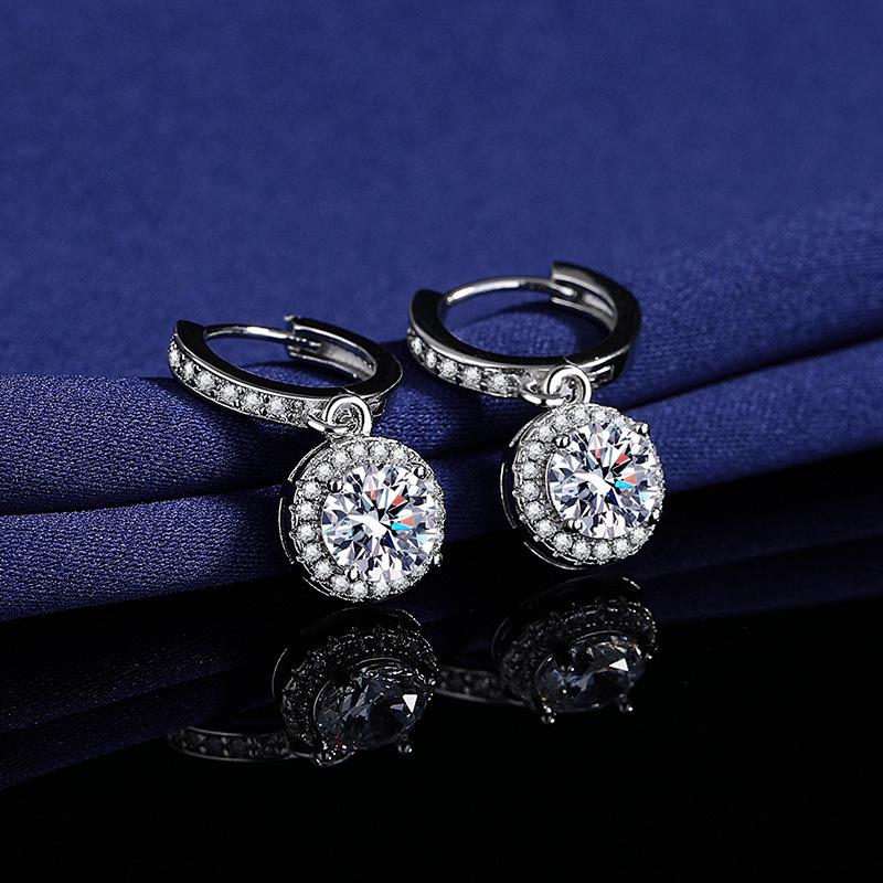 Trendy Imitace Moissanitu Střapcové Princeznovské Náušnice - Jednokarátové Kulaté Visací Manžety pro Ženy