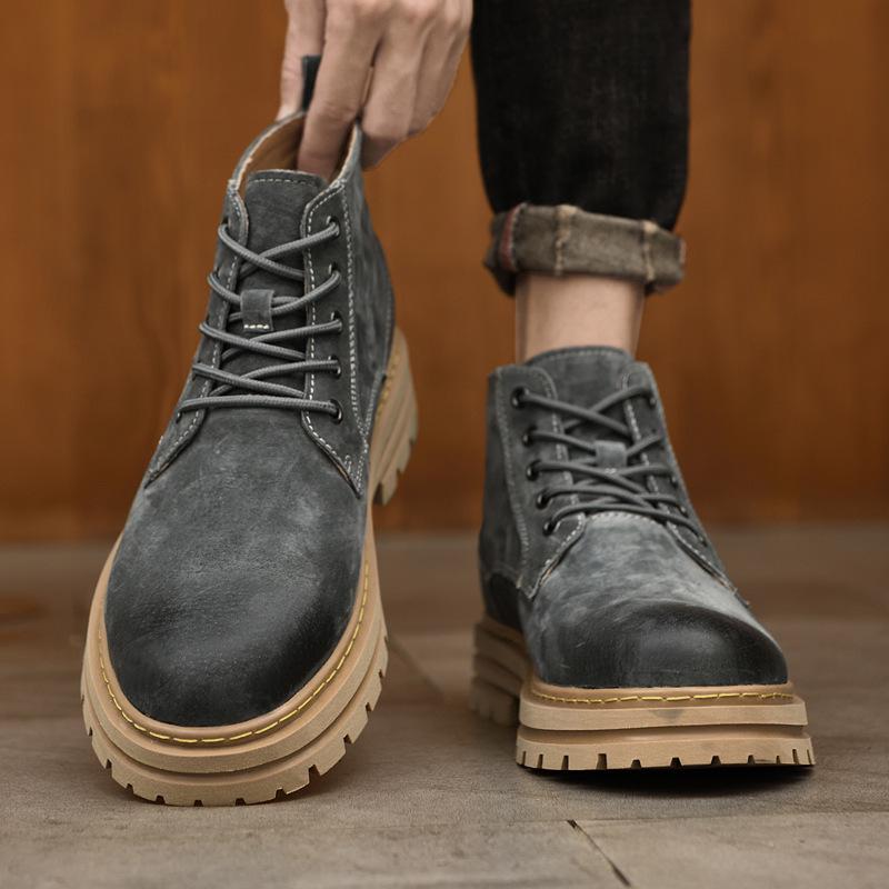 Men's High Top Matte Leather Martin Boots - Outdoor Work & Hiking Casual Boots for Autumn & Winter.