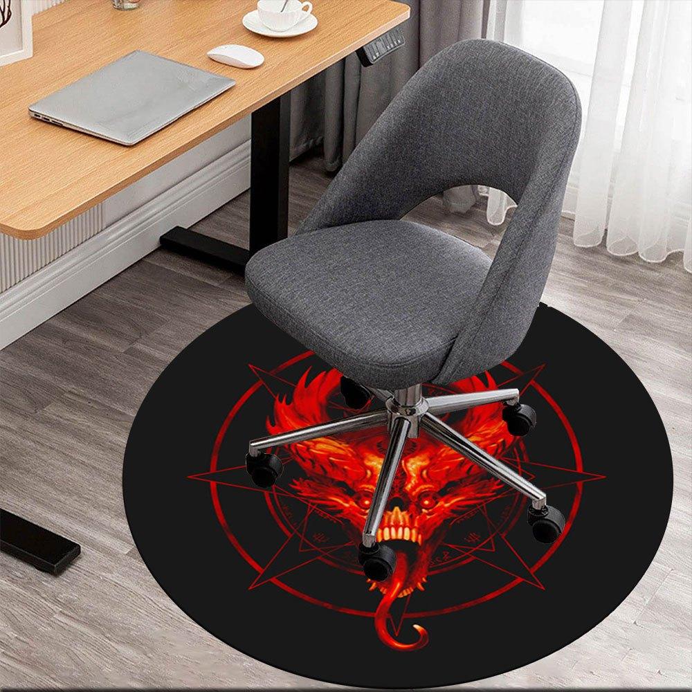 

Devil s Crown: Fiery Pentagram Tattoo Design StickerRound Non-Slip chair mat chair carpet for office Rugs for Office Decor Gift For Valentine s Day Mo 80cm by 80cm