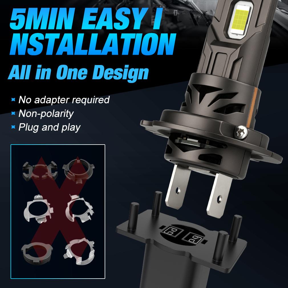 2Pcs 30000LM H7 LED Headlight Bulbs Mini Turbo H11 LED H8 9005 HB3 9006 HB4 Car Fog light H4 Motorcycle Headlamp Auto Plug&Play Lamp 6500K White