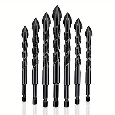 6 unid/set 3 mm-10 mm Cruz Hex Brocas para azulejos Vidrio Cerámica Hormigón Abridor de orificios Aleación 1/4 "Vástago hexagonal Brocas Herramientas para montajes en pared Azulejos de cerámica de vidrio