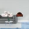 Elegant Swan Couple Figurines And Miniature Sofa Chair Model for Home Office Bedroom Living Room