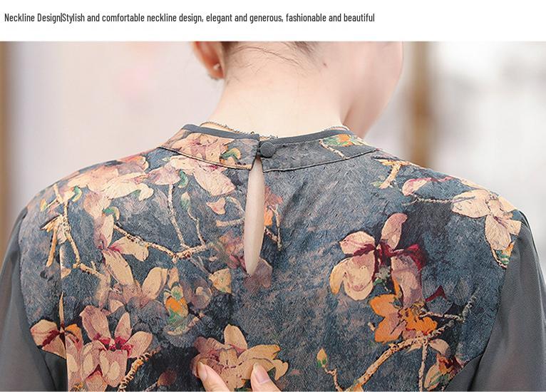Elegant Plus Size Summer Qipao Dress for Middle-Aged Women