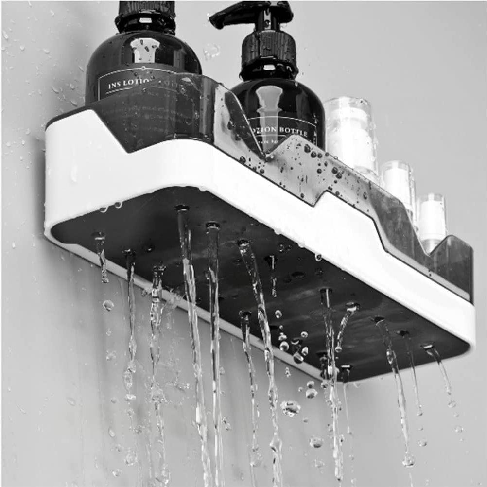 Self Adhesive Storage Rack, Wall Mounted Plastic Shelf Organizer for Bathroom Accessories and Hardware