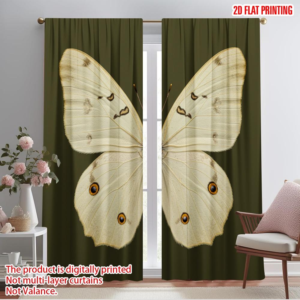 

2pcs 2D flat printing Window Treatment Curtains Ivory Morpho Butterfly Wings 100% Polyester Without Electricity Family Party for 52.50×116.00 CM 2pcs