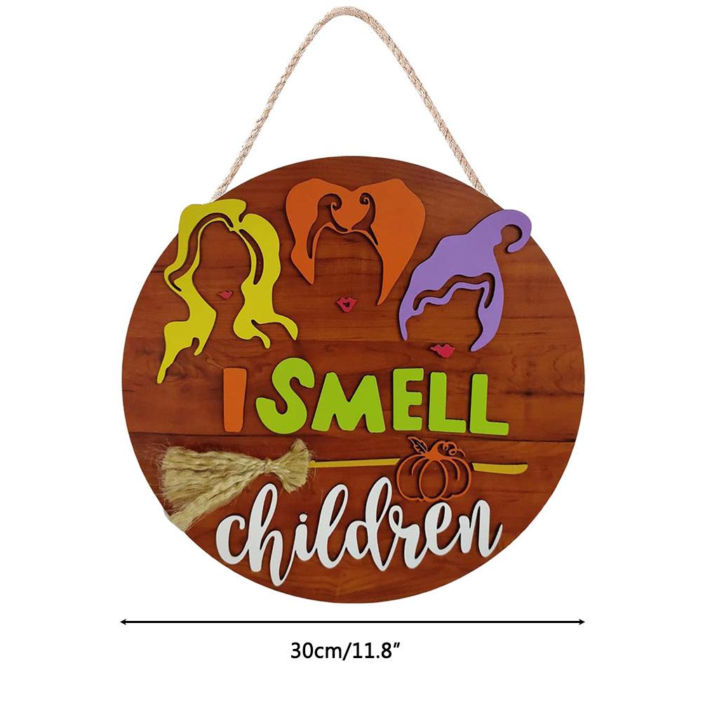 Halloween Witch Film Door Sign Front Door Wooden Hanging Sign for Halloween Home Outdoor Wall Decor