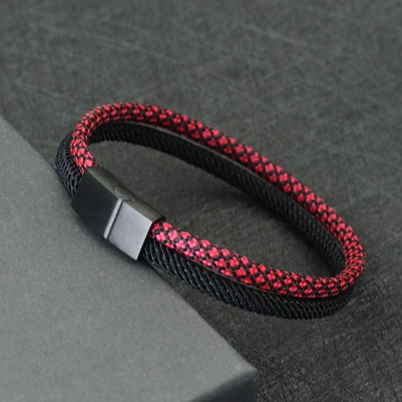 

New Paracord Bracelet For Men Detachable Stainless Steel Magnet Buckle Bicolor Macrame Braslet Pulseira Masculina Gift For Him 19.5cm 7.7Inch винний
