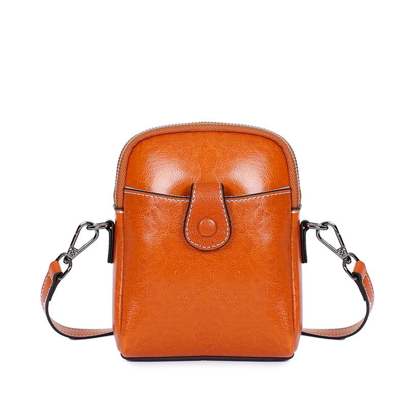 Oil Wax Cowhide Women's Crossbody Bag - Stylish & High-End Feel