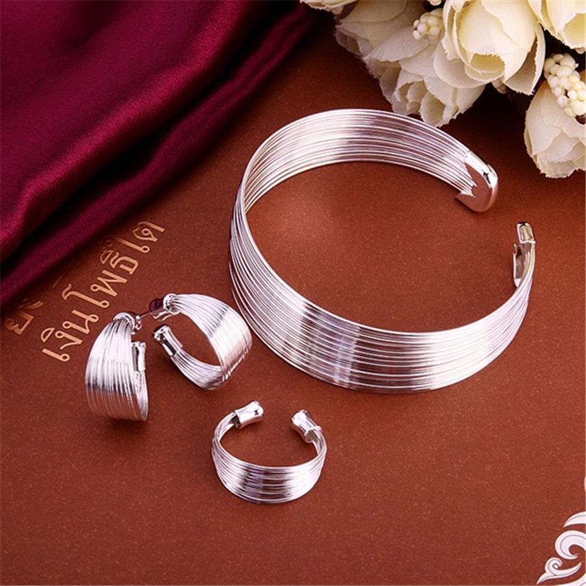 Copper rings Bracelets Jewelry set women fine Retro Multi-line bangle adjustable size Fashion Party Holiday gifts