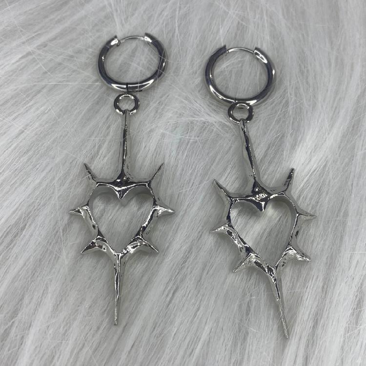 Punk Hip Hop Dangle Earrings Thorn Heart Hoop Earrings Fashion Drop Earrings