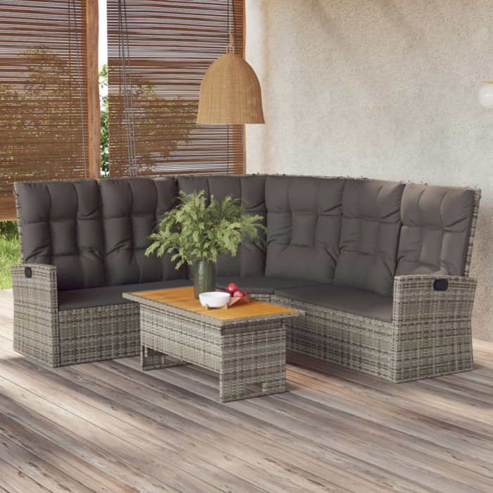 VidaXL Garden Lounge Set 2 Pcs with Cushions Grey Wicker 362176
