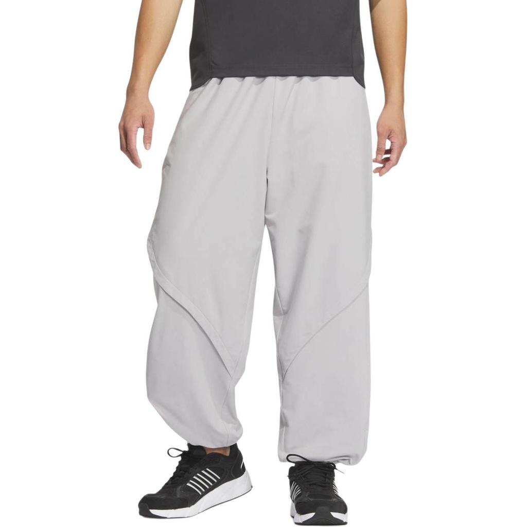 adidas Calças Tecidas Estilo Futuro Bloco de Cores Caimento Solto Calças Esportivas Casuais Masculinas Parte de Baixo Cinza-Claro Branco-Brilhante JL9988