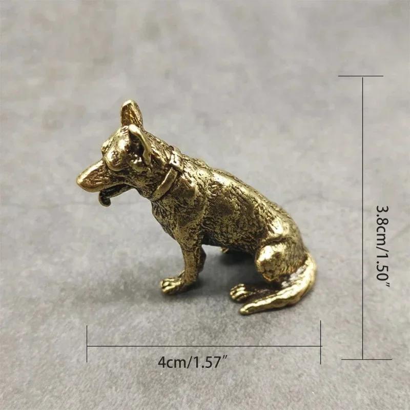 

Brass Metal Lucky Fortune Dog Statue Small Feng Shui Ornament Little Puppy Wolf Figurines Chinese Desktop Pet Arts Home Decor