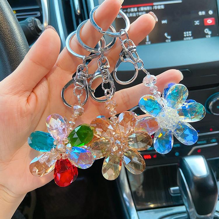 Lady Personalized Keychain With Crystal Floral Design Perfect Accessory For Bag