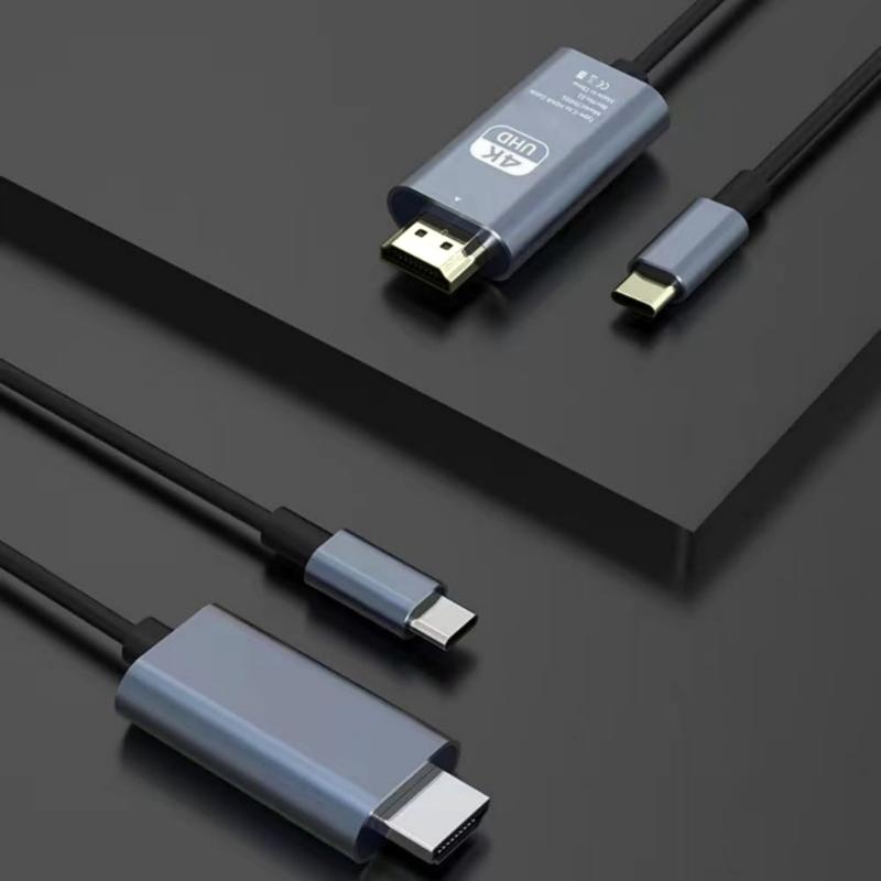 High Resolution 4K30Hz USB C To HDTV Cable Highly Speed Adapter Cable for Phones PC Gaming Devices 1.8Meter Length