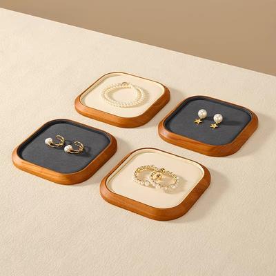 Solid Wood Jewelry Tray, Jewellery Display Plate for Gold Silver Jade Ornaments Storage