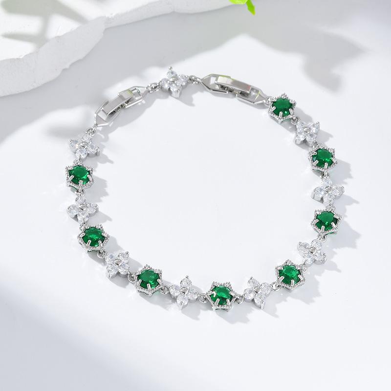 

Tennis Bracelet Premium Olive Green Snowflake Zircon Bracelet Men And Women Hip Hop зелёный
