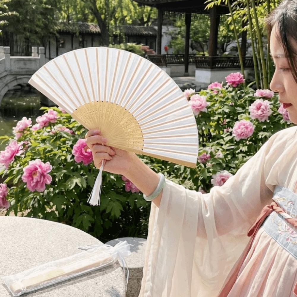 Cooling Tool Silk Hand Fan Wear Resist Hand Held Fan Fashionable Dance Fan Festival Party