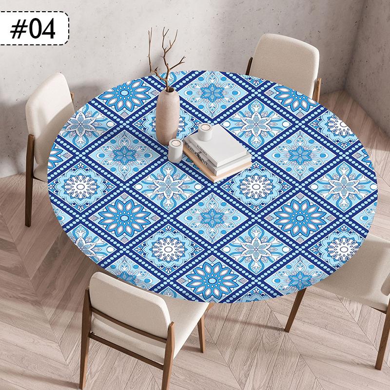 60/90/120Cm Round Table Cover Nordic Waterproof Oil-Proof Tablecloth Elastic Kitchen Dining Wedding Party Table Cover Home Decor