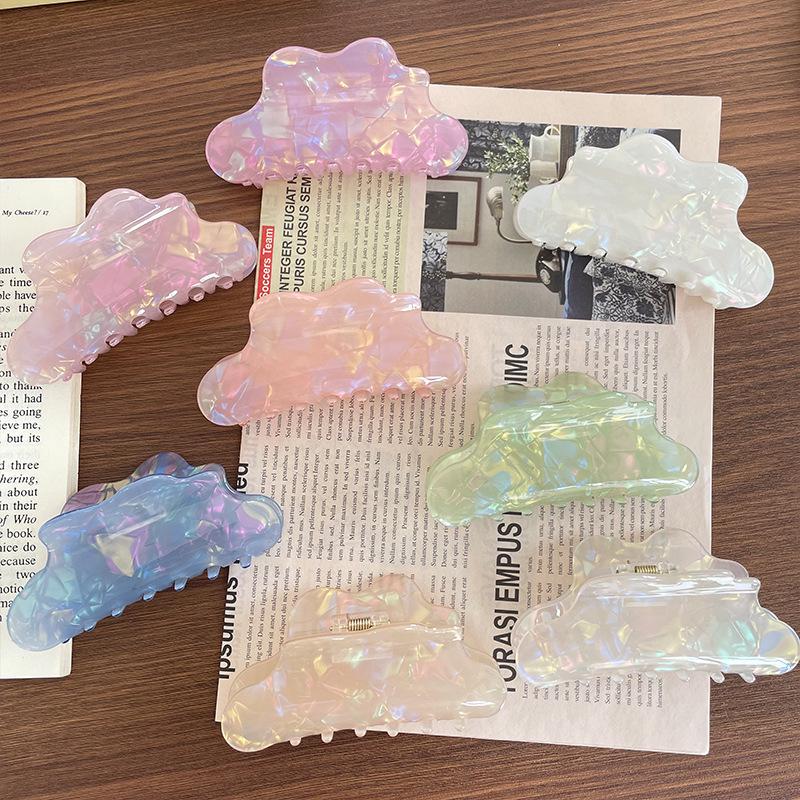 Iridescent Mermaid Claw Clip: Medium Acetate Hair Accessory for Women, Designed for Thin Hair