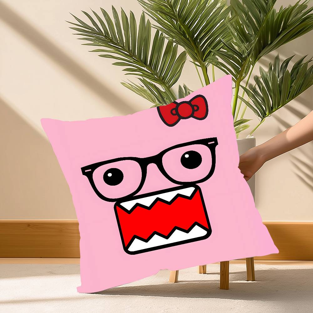 Cool Cute D-Domo KunS Face Pillow Case Soft Plush Fabric Double Sided Print Decorative Home Living Room Gift Cushion