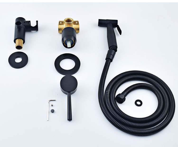 Brushed Gold All Copper Toilet Spray Gun Wall Mounted Concealed Shower Bidet Hot and Cold Faucets Bathroom Toilet Companion