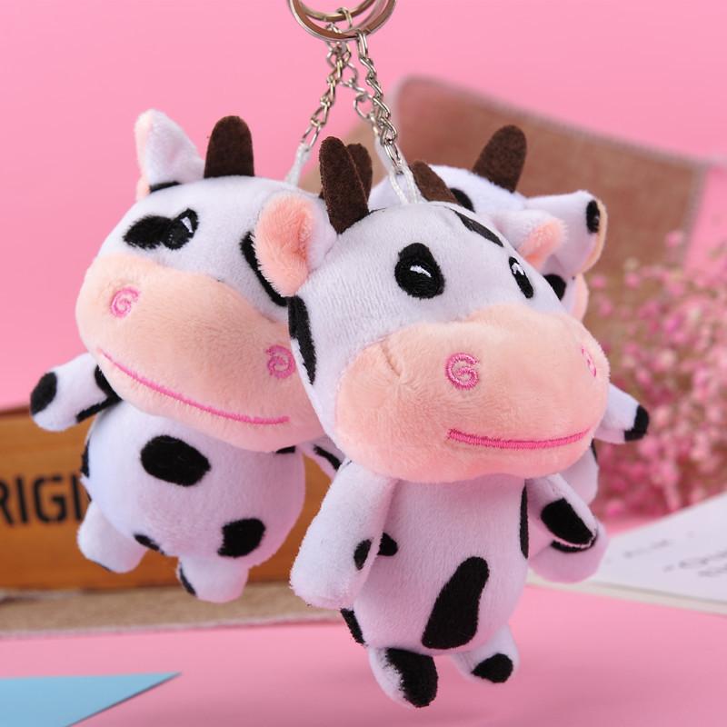 Cute Black and White Little Cow Doll Plush Toy Grab Machine Doll Bag Keychain Annual Meeting Doll Gift