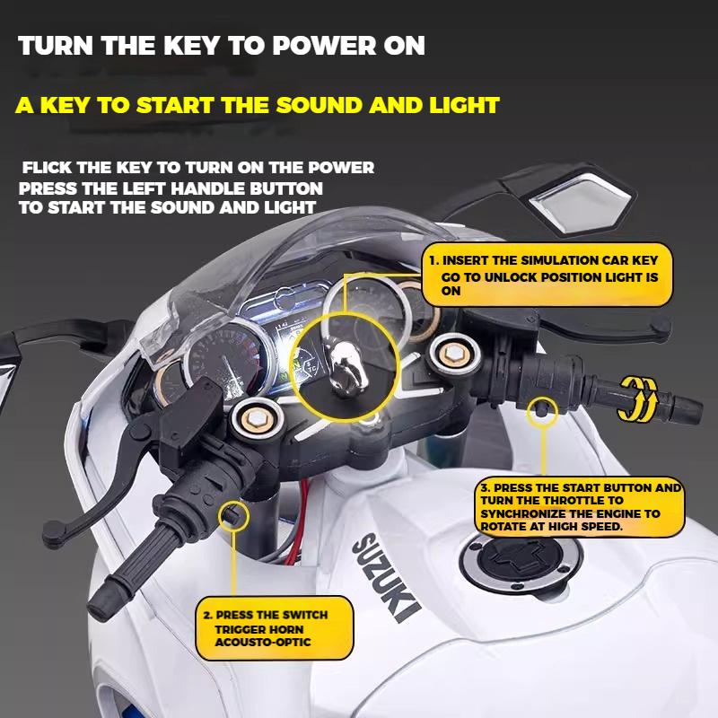 1:6 Suzuki Hayabusa Legierung Sprüh Elektro-Motorrad Spielzeugmodell Hohe Simulation Ton & Licht Kinderspielzeug Geburtstagsgeschenk Freund