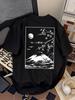 Mount Fuji Cherry Blossom Moon Nature Graphic T Summer Short Sleeve Tee S‑5XL