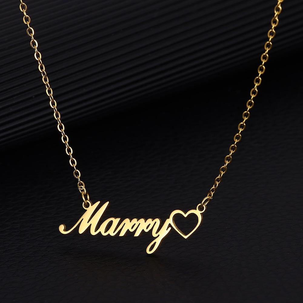 Collana Personalizzata DIY con Nome e Cuore per Donna Ragazza Colore Oro Acciaio Inossidabile Regalo Compleanno Anniversario Gioiello Mamma Personalizzazione