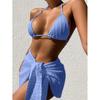 Sexy Weiß Halter 3PCS Gebunden Rock Bikini Set Frauen Hohe Taille Geschnitten Badeanzug Weiblichen Push-UP Bademode Backless Badeanzug