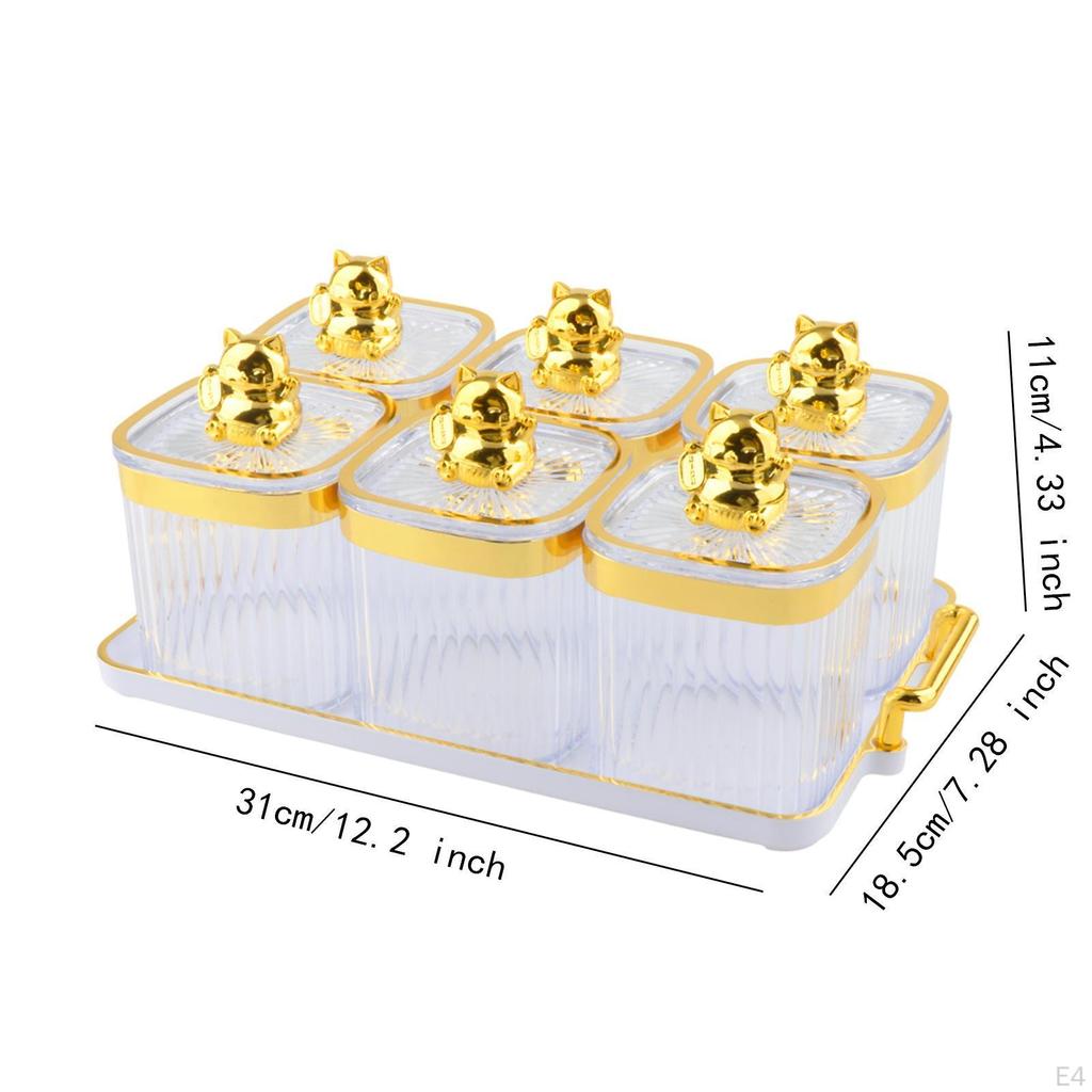 Lebensmittelaufbewahrungsgläser mit 6 Fächern, Tablett für Nüsse und Früchte enthalten