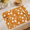 Autumn Orange Maple Leaf Placemats Fall Harvest Botanical Linen Table Mats Farmhouse Thanksgiving Kitchen Table Decor