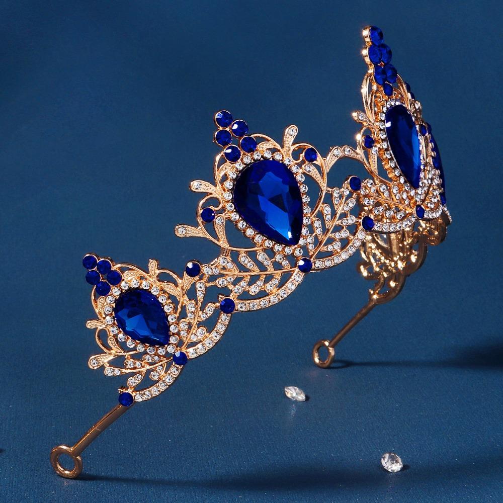 Metal Princess Tiara Shiny Rhinestone Crown Elegant Baroque Crown  Wedding