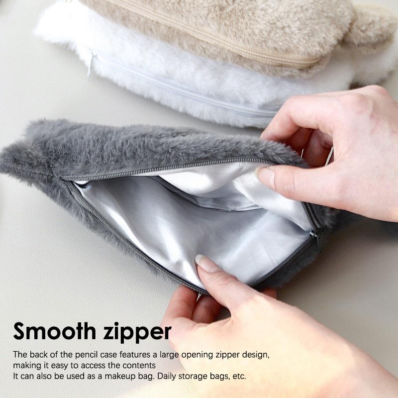 Cute Cartoon Cat Plush Pen Bag Funny Student Animal Pencil Cases Fashion Multiple Colors Available Stationery Storage Bag Gifts