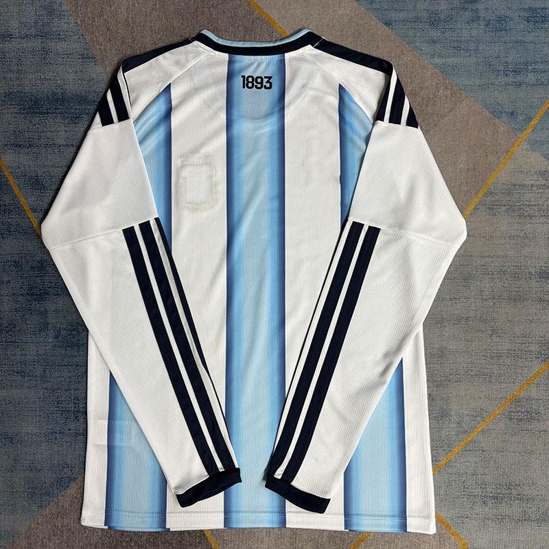 Herren Argentinien Heim Langarm Fußballtrikot '' Fan Edition S-XXL Bambusfaser Performance Shirt