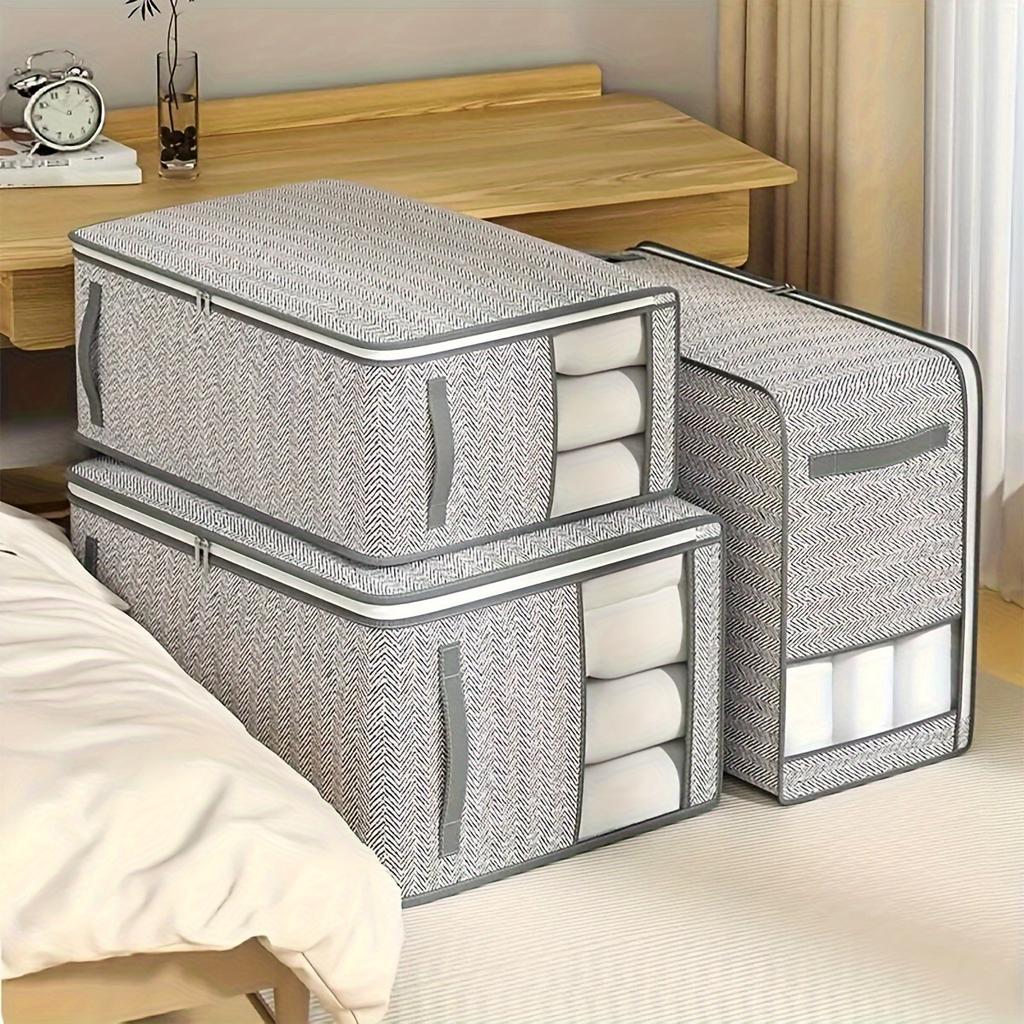 1pc/3pcs-Clothing Storage Bag, Quilt Mobile Storage Box, Home Bedroom Storage Bag, Organizing Large Capacity Storage Box
