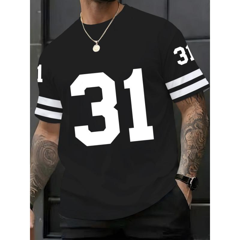 Men'S Casual Sports T-Shirt with a Print Design Featuring The Number 31