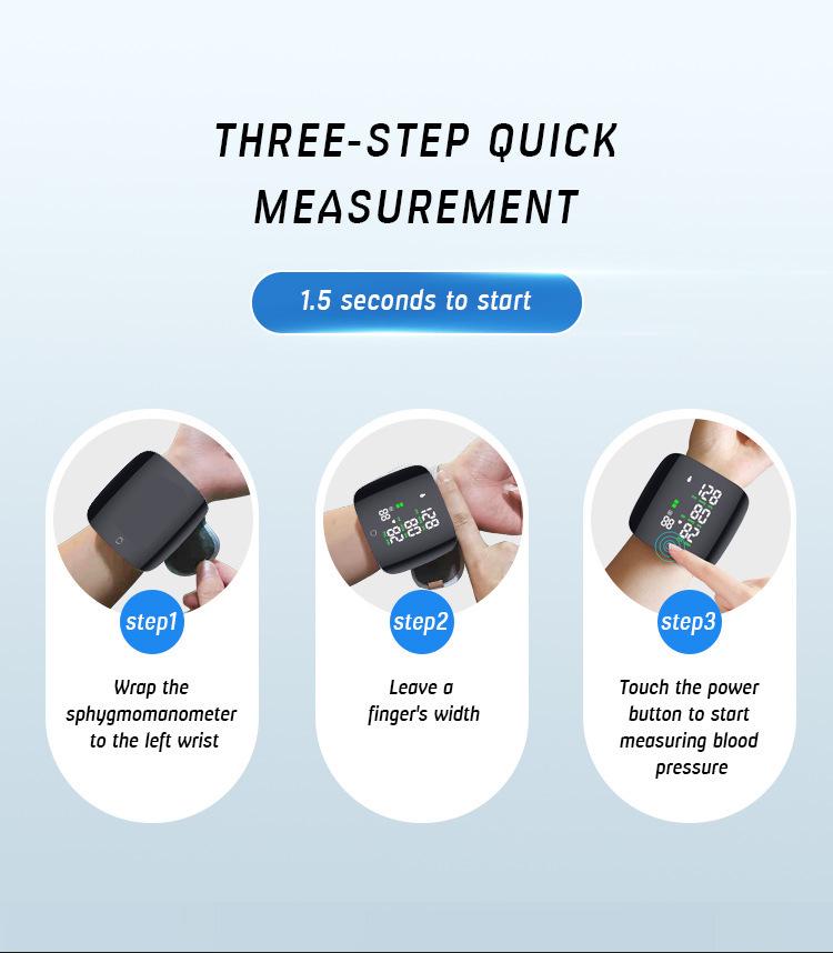 LED Wrist Blood Pressure Monitor - Fully Automatic Electronic Home Medical Device with Rechargeable Battery