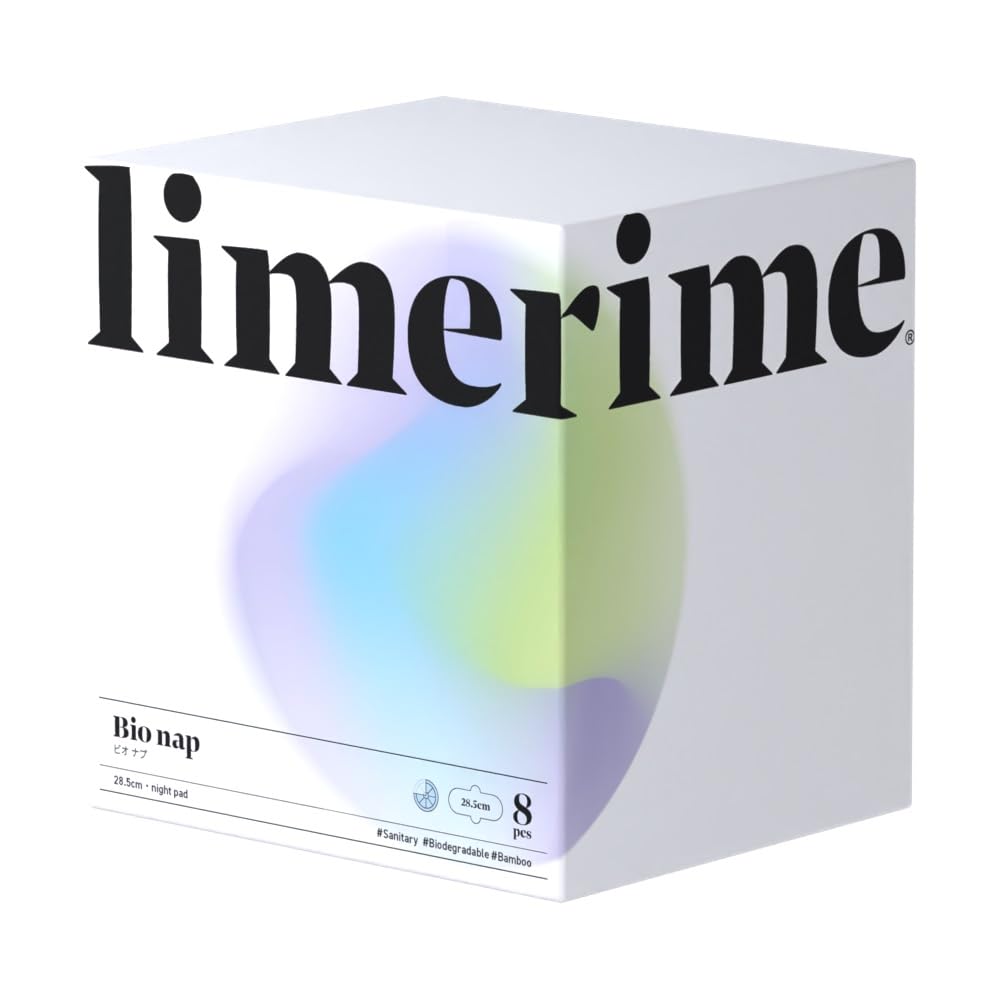 

limerime Bamboo sanitary pad 8 night with feathers Natural odor sensitive skin night, pieces, use, 28.5cm, [Bio Nap] material, skin-friendly,