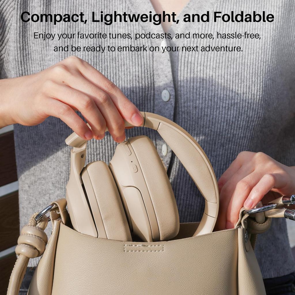 TOZO HT2 Wireless Audio 40mm Dynamic Bluetooth AUX Wired Noise Cancelling Headphones with Up To 38dB Noise Up To 60 Hours of Continuous App Custom EQ