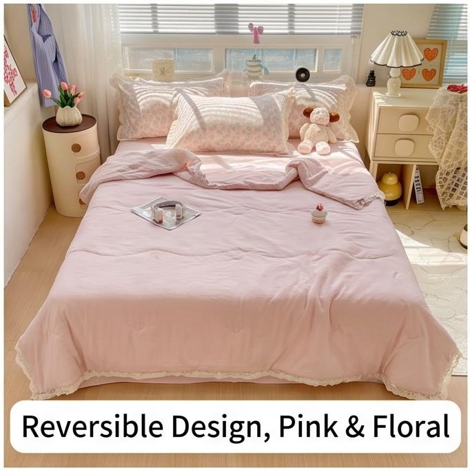 Exquisite Lace Crinkle Gauze Cotton Summer Quilt Skin-Friendly Washable Multi Size Bedding For Cozy Bedroom Summer Sleeping