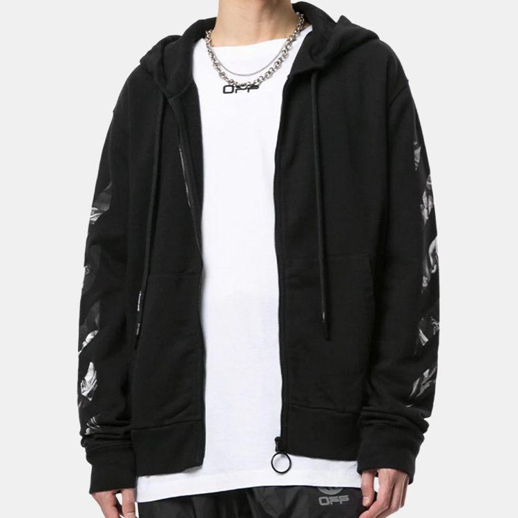 OFF WHITE Bluza z kapturem na zamek Caravaggio Square Slim OMBE001S20E300051088