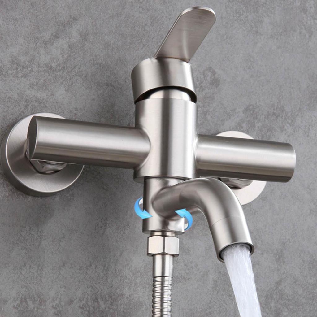 Stainless Steel Bathroom Shower Mixer Faucet Wall Mounted Hot Cold Water Dual Spout Mixer Tap Universal Shower Diverter System